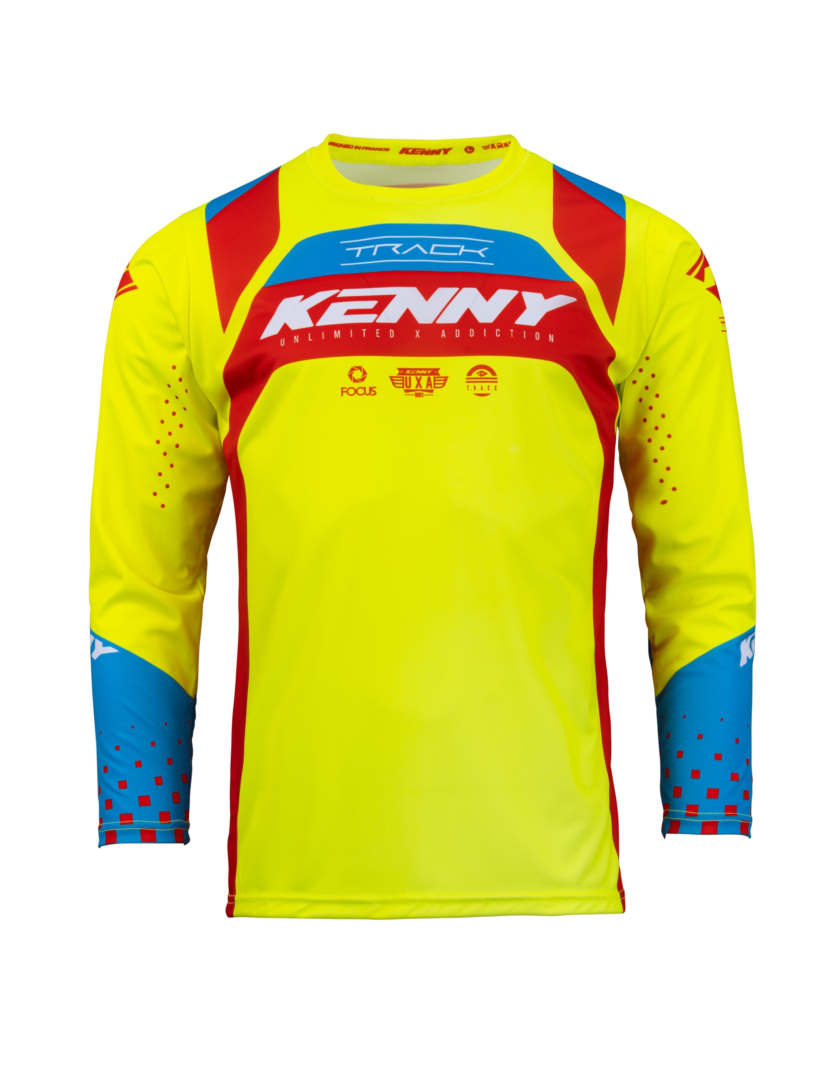 Tenue Kenny Track Focus jaune fluo/rouge 2023