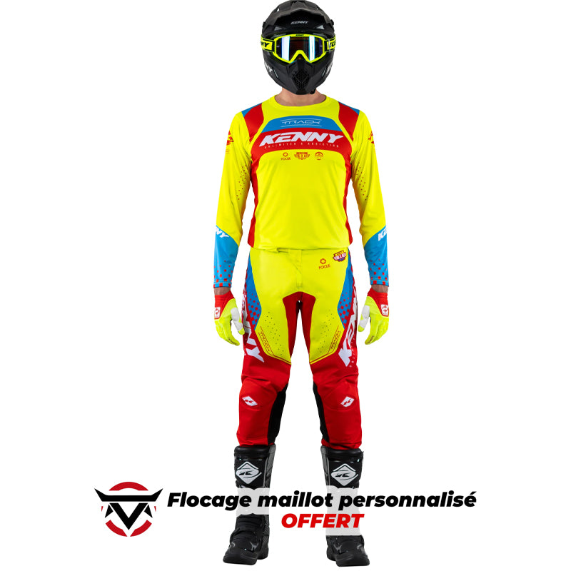 Tenue Kenny Track Focus jaune fluo/rouge 2023